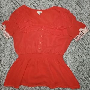 Anthropology Odille Coral Blouse